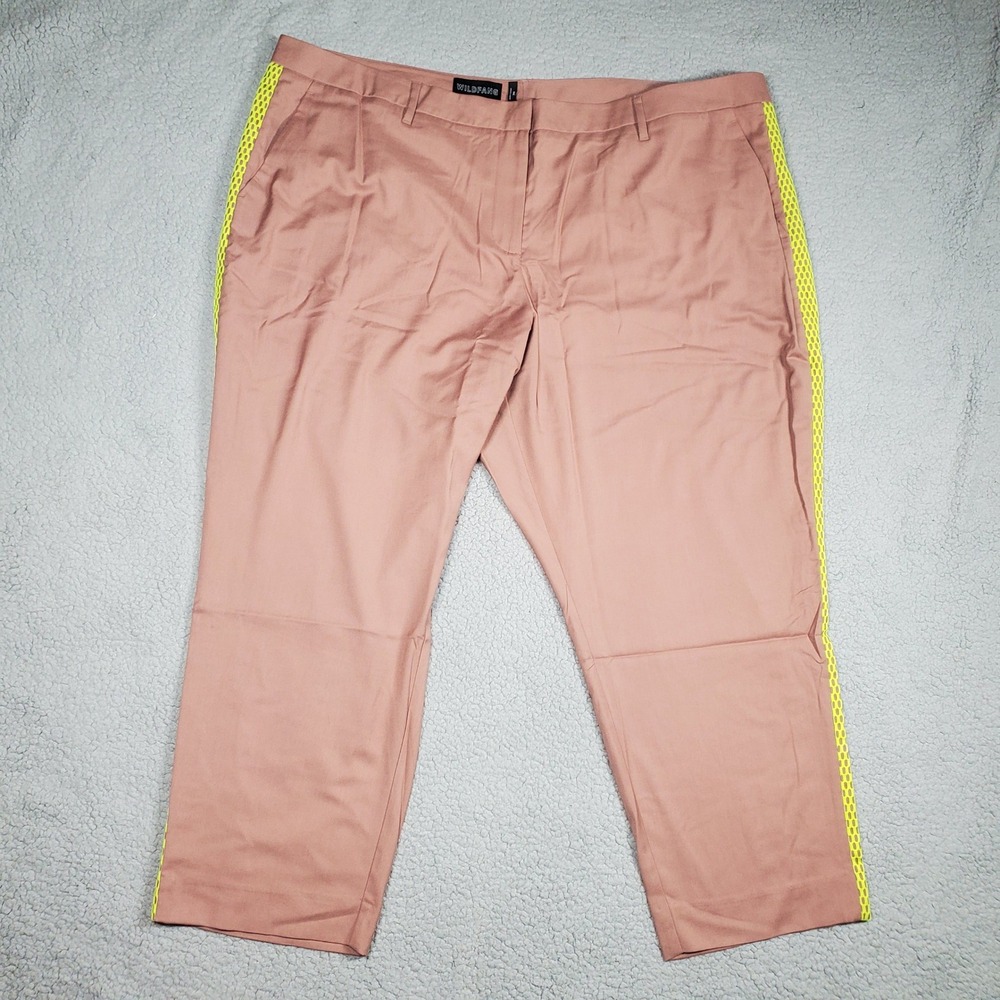 Wildfang Empower Colorblock Slim Crop Pant Womens 24W Mauve Neon Green Office
